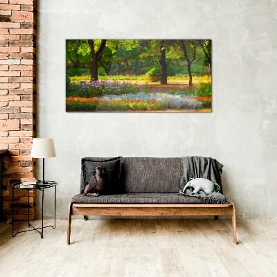 Tableau imprimé sur verre Un paradis de fleurs dans un jardin ensoleillé