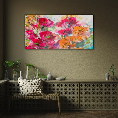 Tableau photo sur verre Une explosion florale de couleurs