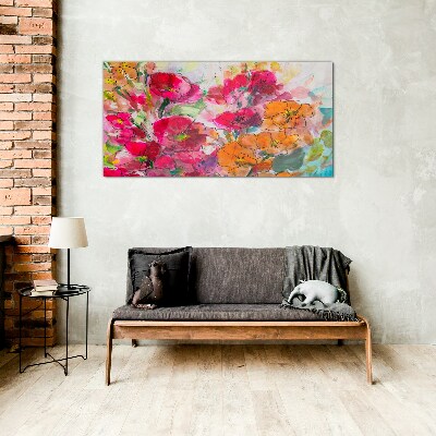 Tableau photo sur verre Une explosion florale de couleurs