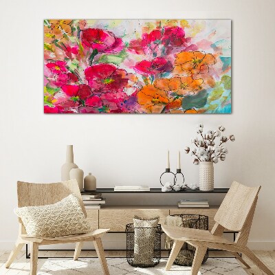 Tableau photo sur verre Une explosion florale de couleurs