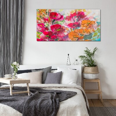 Tableau photo sur verre Une explosion florale de couleurs