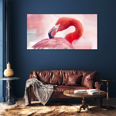 Tableau sur verre Flamant rose aux couleurs pastel