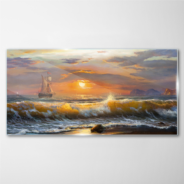 Tableau imprimé sur verre Coucher de soleil sur la mer