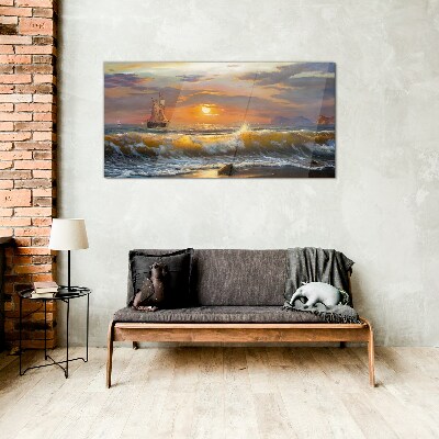Tableau imprimé sur verre Coucher de soleil sur la mer
