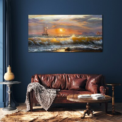 Tableau imprimé sur verre Coucher de soleil sur la mer
