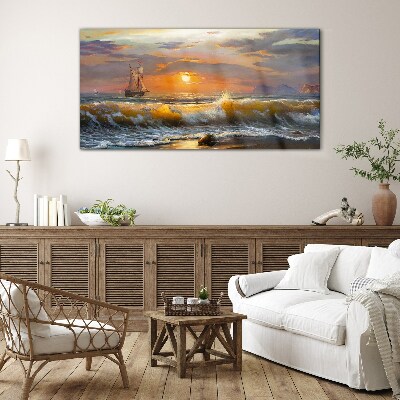 Tableau imprimé sur verre Coucher de soleil sur la mer