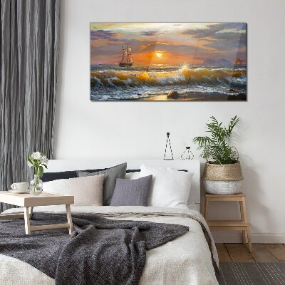 Tableau imprimé sur verre Coucher de soleil sur la mer