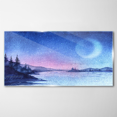 Tableau sur verre Une soirée magique au bord du lac