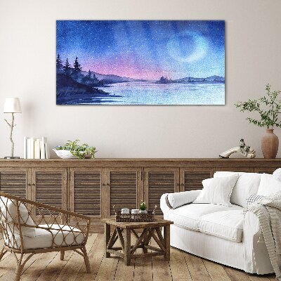 Tableau sur verre Une soirée magique au bord du lac