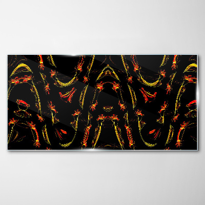 Tableau verre imprimé Lignes dynamiques en rouge et jaune