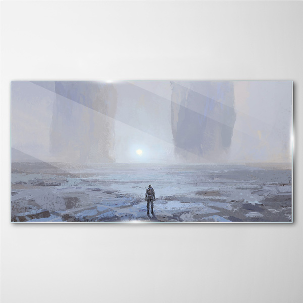 Tableau imprimé sur verre Un voyage solitaire dans un espace brumeux
