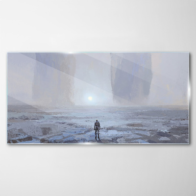 Tableau imprimé sur verre Un voyage solitaire dans un espace brumeux
