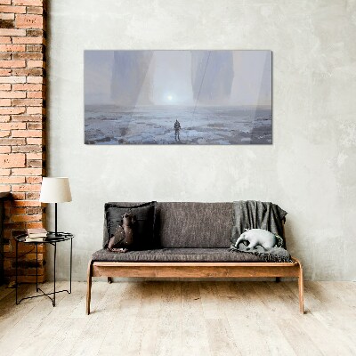 Tableau imprimé sur verre Un voyage solitaire dans un espace brumeux