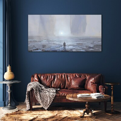 Tableau imprimé sur verre Un voyage solitaire dans un espace brumeux