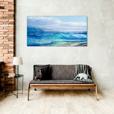 Tableau imprimé sur verre Vagues calmes de l'océan