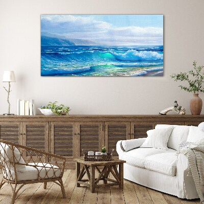 Tableau imprimé sur verre Vagues calmes de l'océan