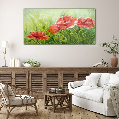 Tableau sur verre Fleurs dans une prairie au printemps