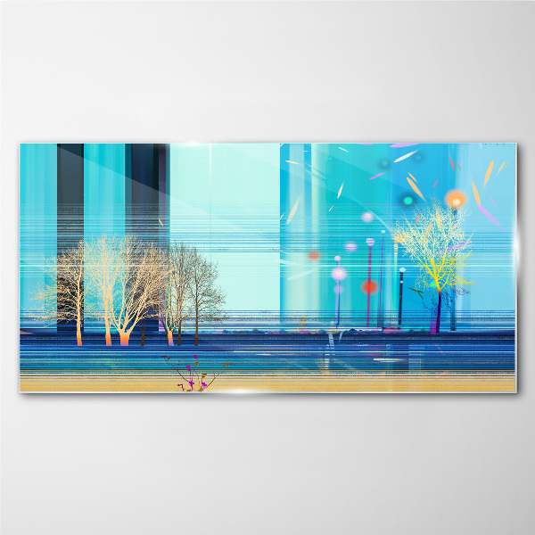 Tableau en verre Paysage d'hiver en bleu