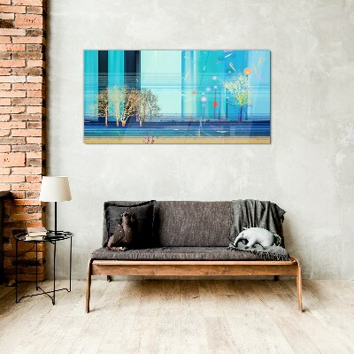 Tableau en verre Paysage d'hiver en bleu