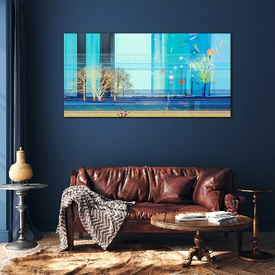 Tableau en verre Paysage d'hiver en bleu