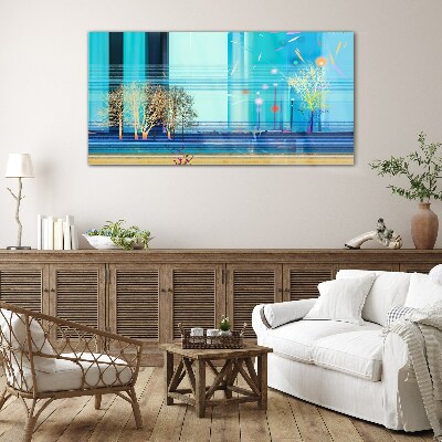 Tableau en verre Paysage d'hiver en bleu