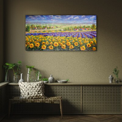 Tableau sur verre Un paysage floral au soleil
