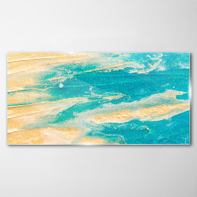 Tableau photo sur verre Vagues de l'océan sur le sable