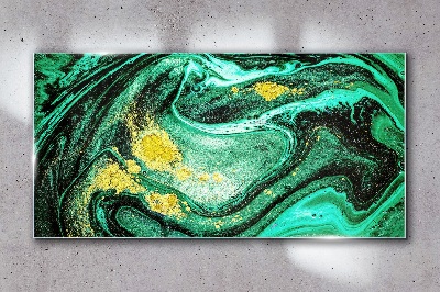 Tableau en verre Des accents dorés sur un fond vert