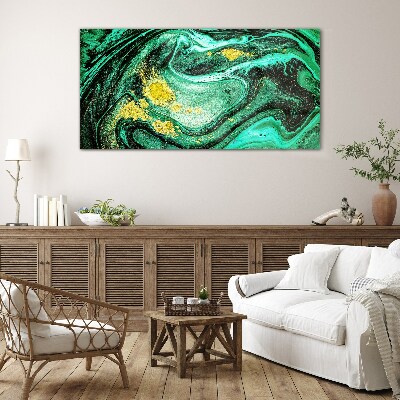 Tableau en verre Des accents dorés sur un fond vert