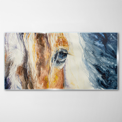 Tableau sur verre Portrait à l'aquarelle d'un cheval