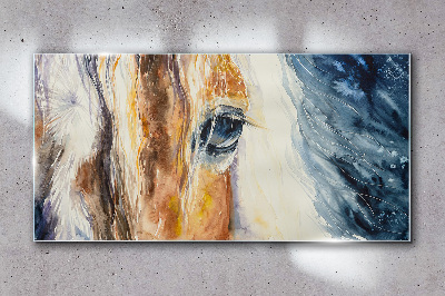 Tableau sur verre Portrait à l'aquarelle d'un cheval