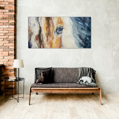 Tableau sur verre Portrait à l'aquarelle d'un cheval