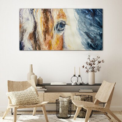 Tableau sur verre Portrait à l'aquarelle d'un cheval