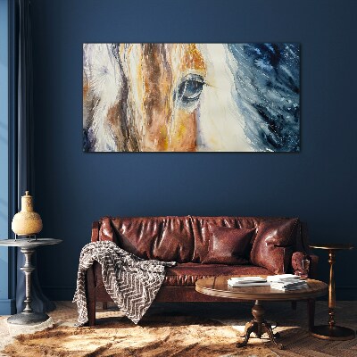 Tableau sur verre Portrait à l'aquarelle d'un cheval