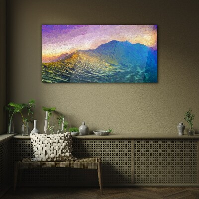 Tableau photo sur verre Vagues au soleil couchant