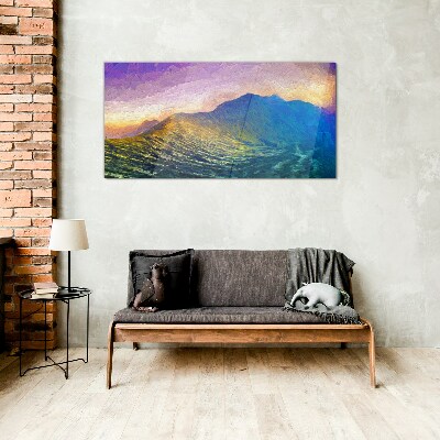 Tableau photo sur verre Vagues au soleil couchant