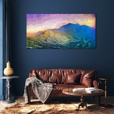 Tableau photo sur verre Vagues au soleil couchant