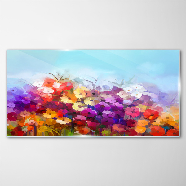 Tableau sur verre Paysage floral coloré au printemps