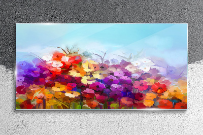 Tableau sur verre Paysage floral coloré au printemps
