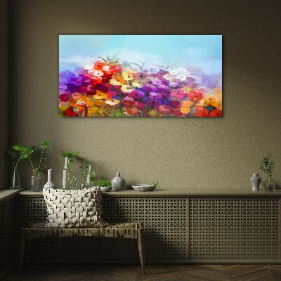 Tableau sur verre Paysage floral coloré au printemps