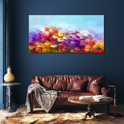 Tableau sur verre Paysage floral coloré au printemps