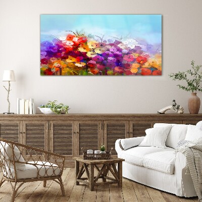 Tableau sur verre Paysage floral coloré au printemps