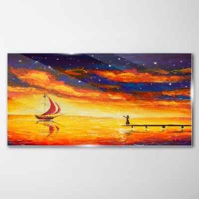 Tableau en verre Coucher de soleil sur la mer