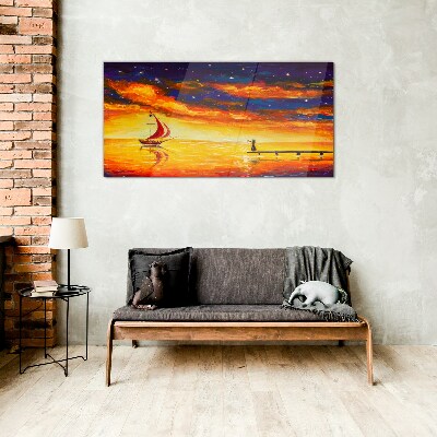Tableau en verre Coucher de soleil sur la mer