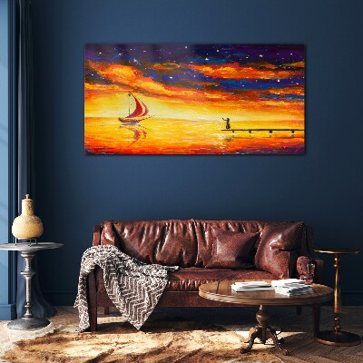 Tableau en verre Coucher de soleil sur la mer