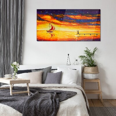 Tableau en verre Coucher de soleil sur la mer