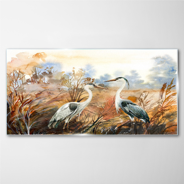 Tableau verre imprimé Idylle parmi les cigognes