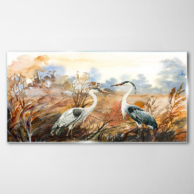 Tableau verre imprimé Idylle parmi les cigognes