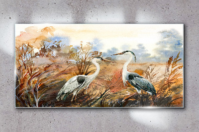 Tableau verre imprimé Idylle parmi les cigognes