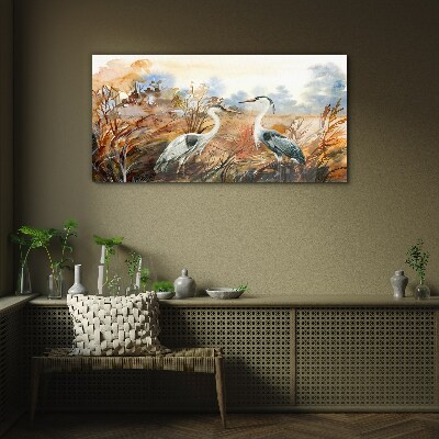 Tableau verre imprimé Idylle parmi les cigognes